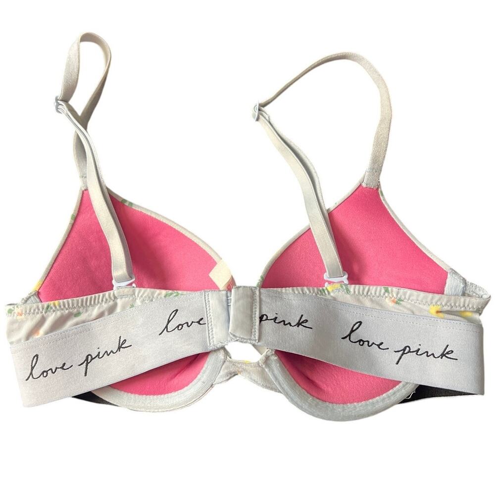 Victoria Secret Pink 32A White Floral Love Pink Bra - Picture 2 of 5
